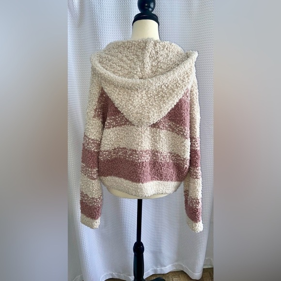 Women’s Hippie Rose dusty pink and beige hooded knit sweater size Large - Picture 6 of 7